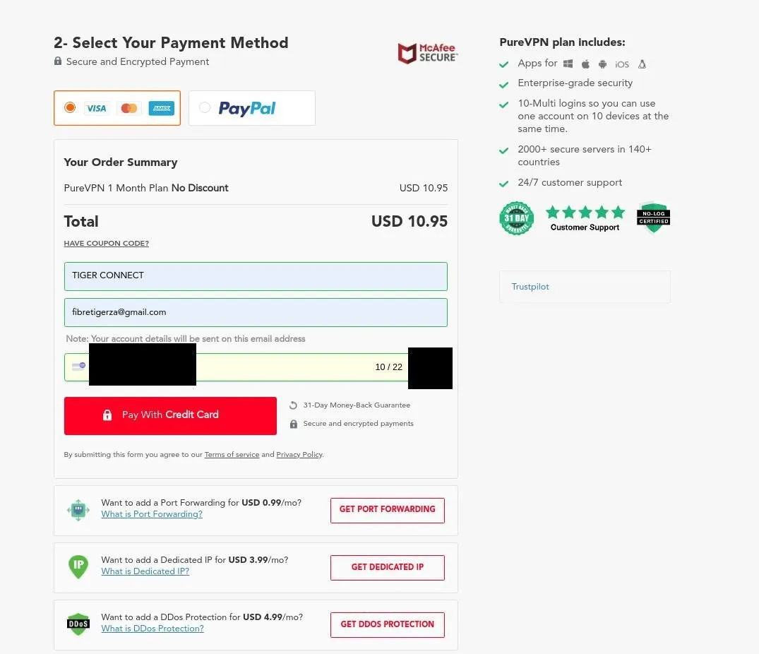 PureVPN - Signup - Payment 