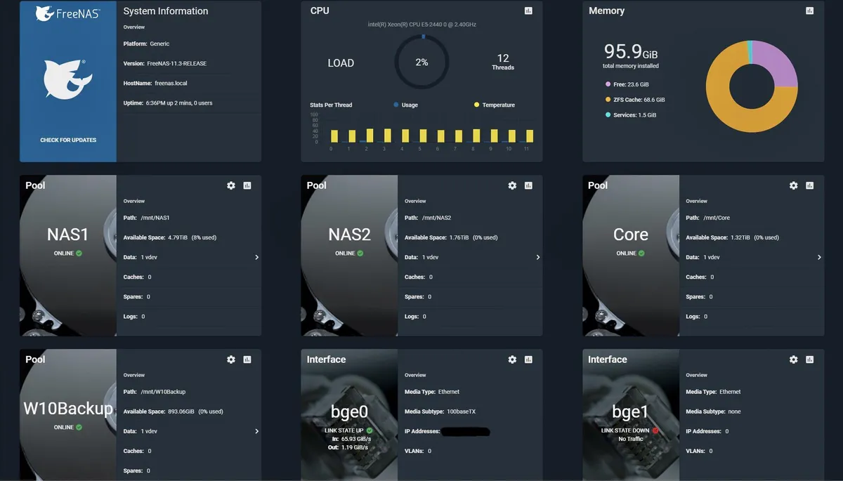 FreeNAS Screenshots