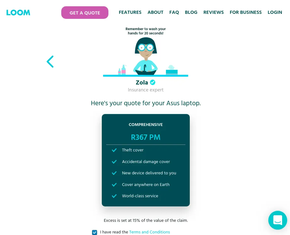 LOOM Insurance - Laptop Quote