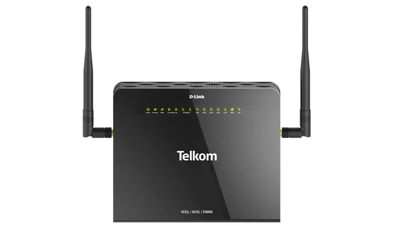 Telkom-branded D-Link DSL-G2562DG modem router with two antennas