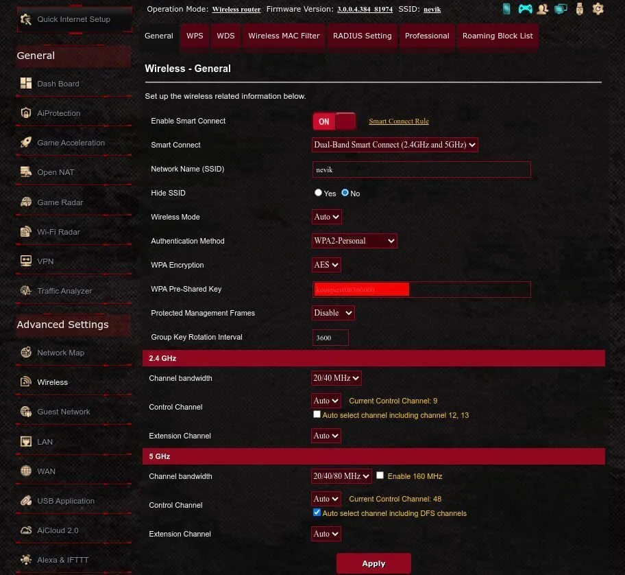 ASUS Router Wireless Settings