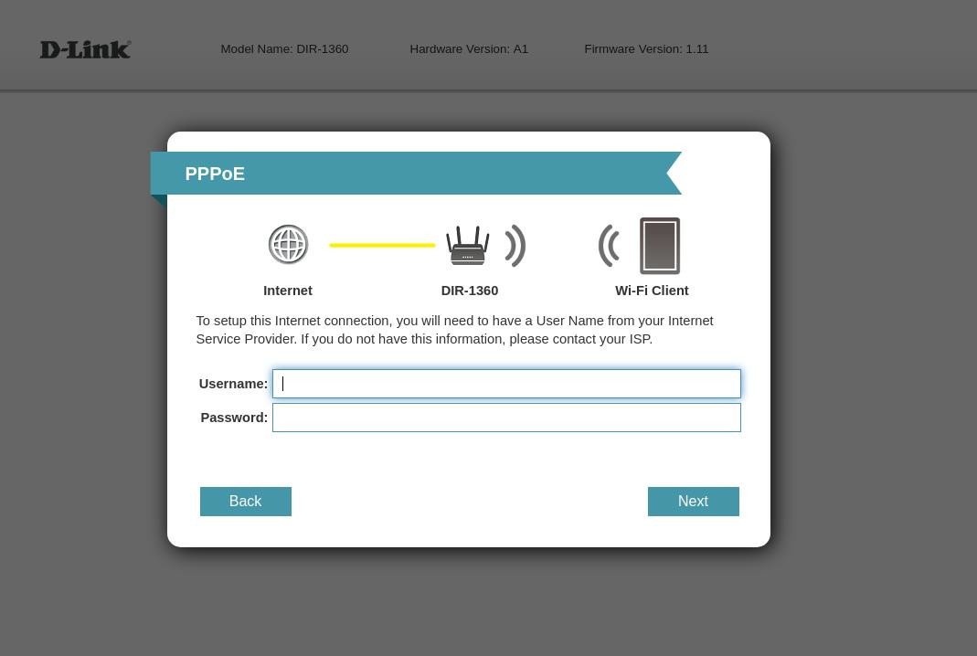 D-Link EXO DIR-1360 - Fibre PPPoE Setup