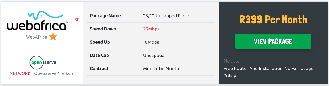 webafrica openserve fibre special